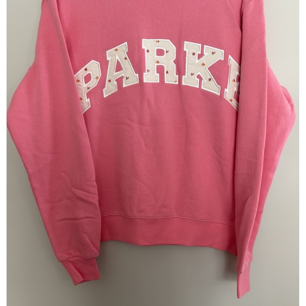 PARKE Varsity Mockneck Heritage Sweatshirt Bloom Sunset Floral Pink Size S/M - Picture 5 of 14